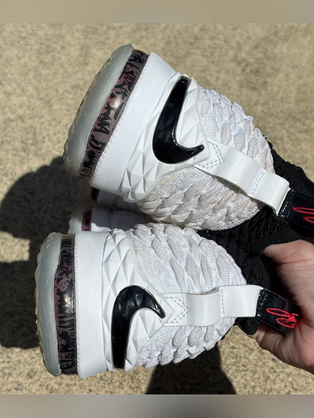 Nike LeBron 15 Graffiti GS 6Y White Black Basketball Sneakers - Picture 8 of 15